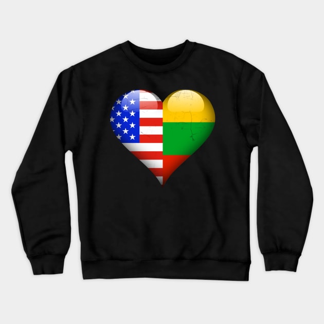 Half American Half Lithuanian - Gift for Lithuanian From Lithuania Crewneck Sweatshirt by Country Flags